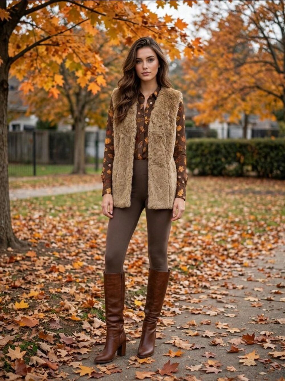 Charming Charlie Women’s Faux Fur Vest Tan Carmel Shaggy Open Front Boho Western